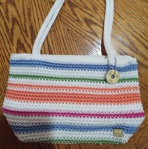 The Sak small handbag.  Multi striped. 10" wide and 3" across the bottom.